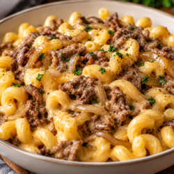 Comfort food- Cheese Steak Pasta (2 Portions)